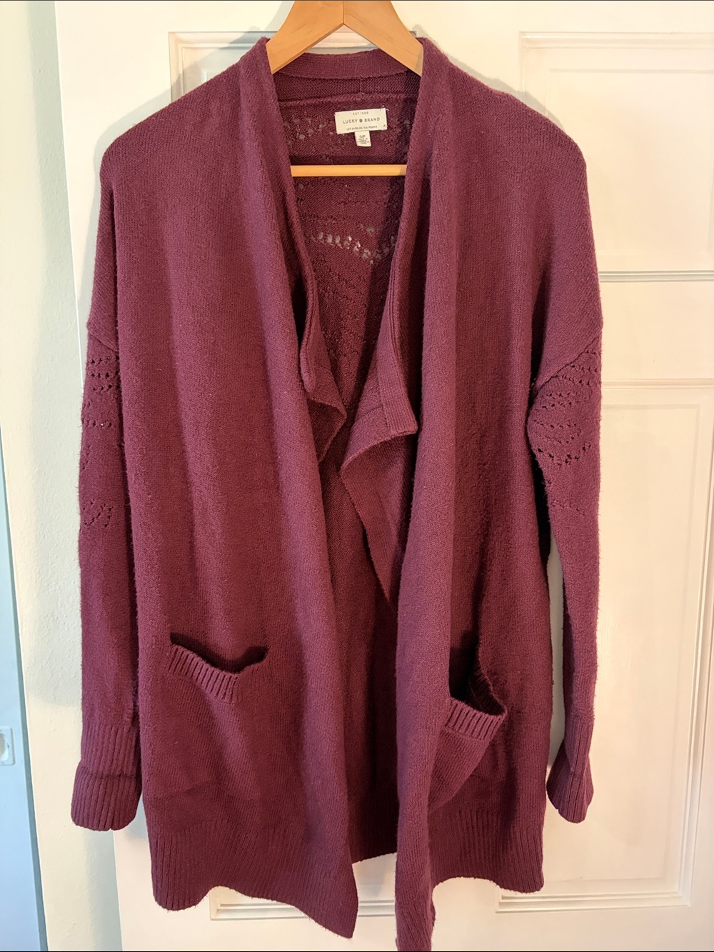 Lucky Brand Plum Open-Front Knit Cardigan